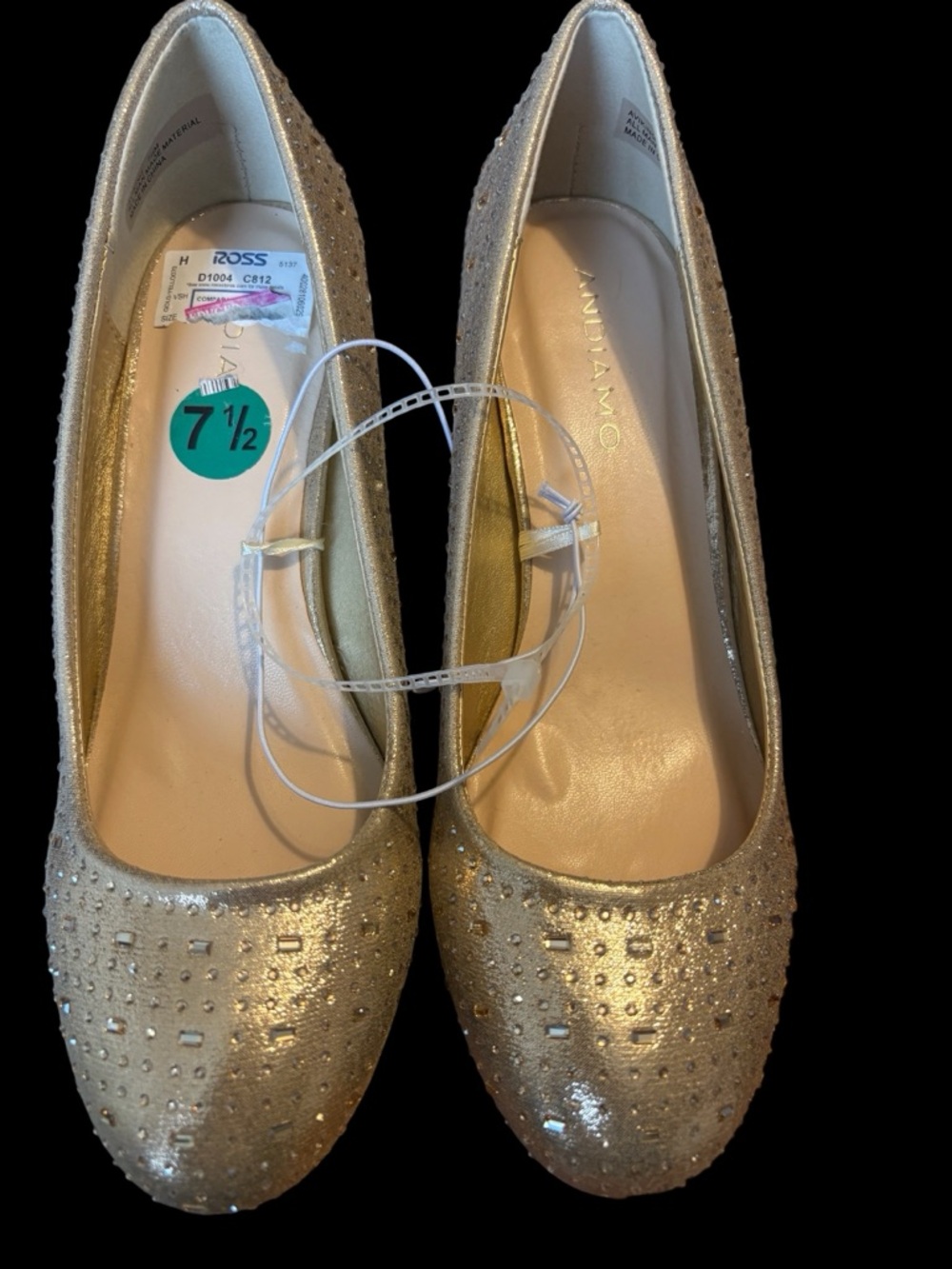 Andrea Morelli Gold Glitter Ballet Flats